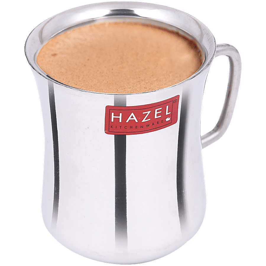 HAZEL Stainless Steel Green Tea/Coffee Damaru Plain Mug - Big