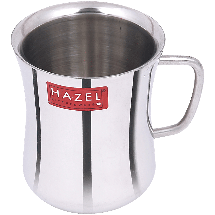 HAZEL Stainless Steel Green Tea/Coffee Damaru Plain Mug - Big