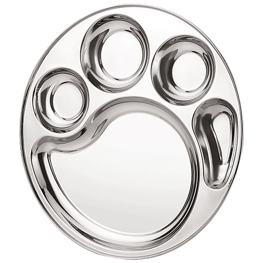 Neelam Stainless Steel Mango Compartment Plate - Rust Proof & Sturdy