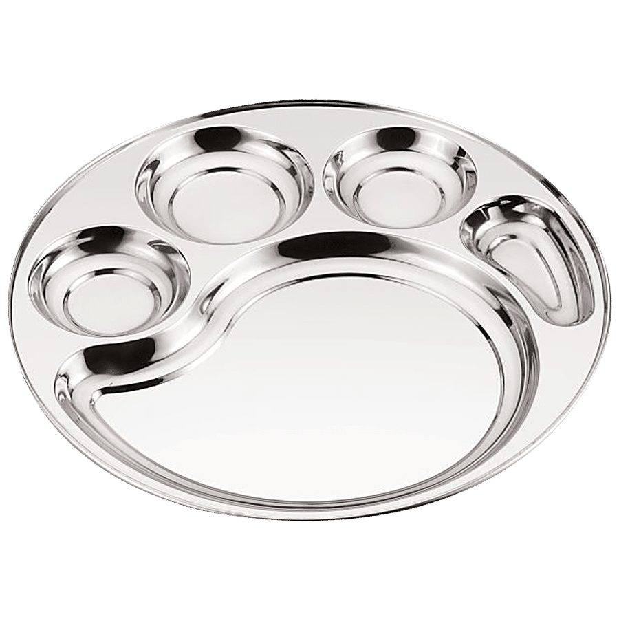 Neelam Stainless Steel Mango Compartment Plate - Rust Proof & Sturdy