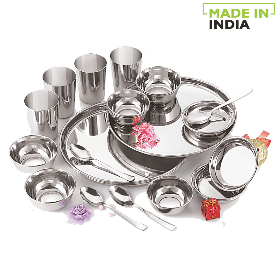 Neelam Stainless Steel Premium Dinner Set - Mirror Finish