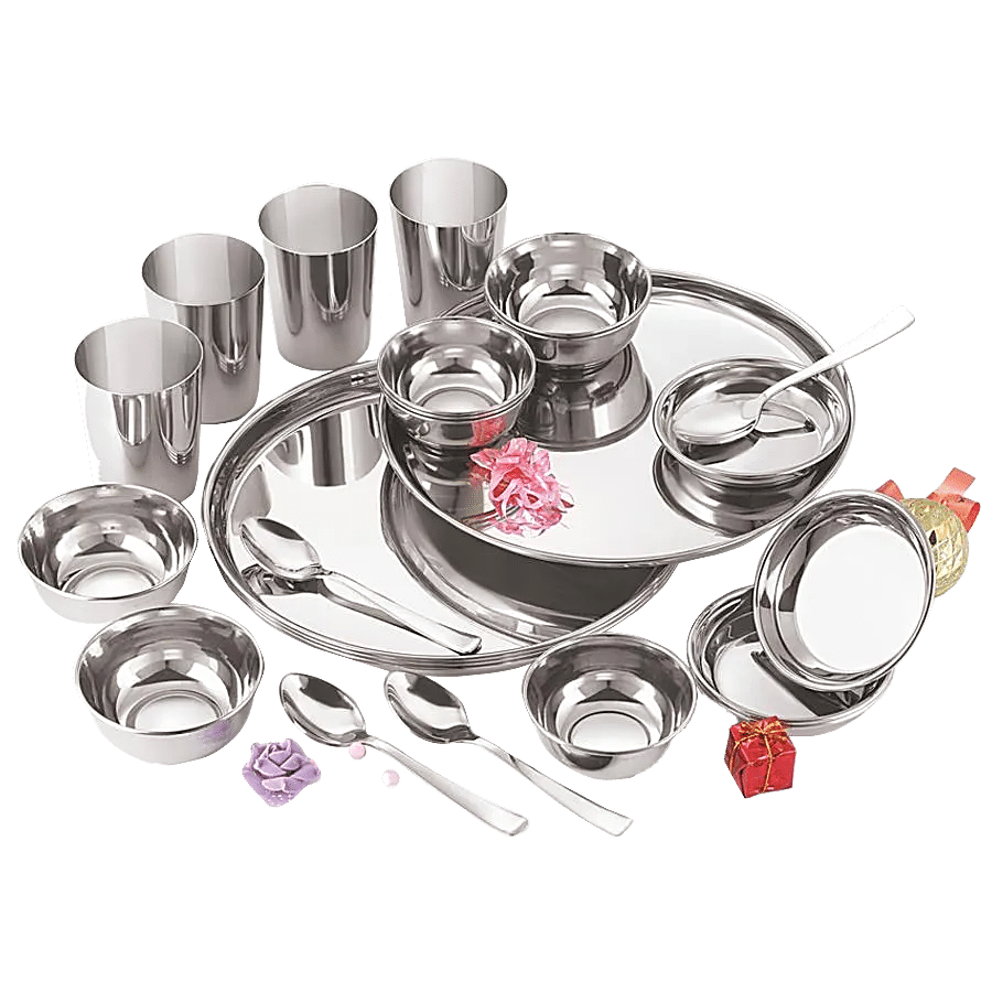 Neelam Stainless Steel Premium Dinner Set - Mirror Finish