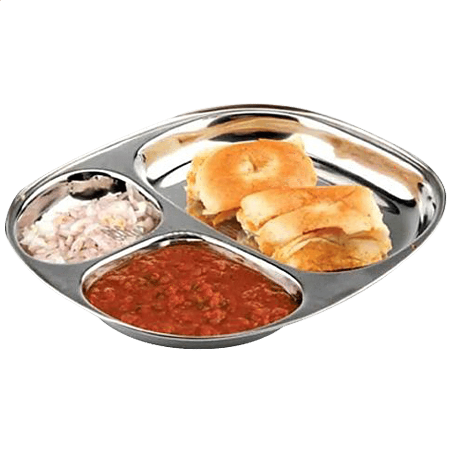 Omega Stainless Steel Pav Bhaji/Idli Oval Shaped Plate