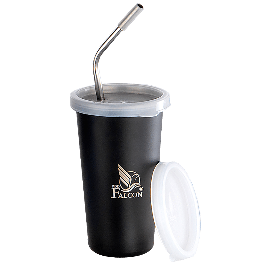 PddFalcon Stainless Steel Straw Glass - BPA Free Lid