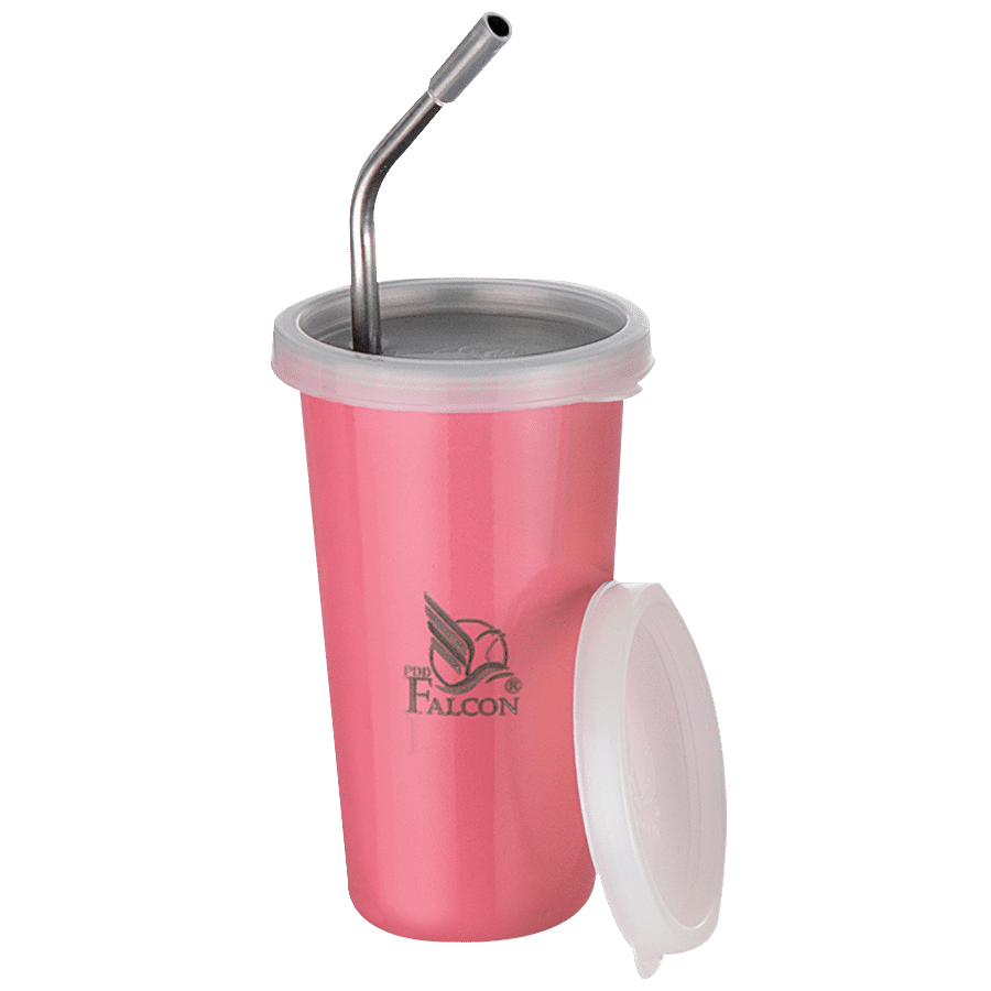 PddFalcon Stainless Steel Straw Glass - BPA Free Storage Lid