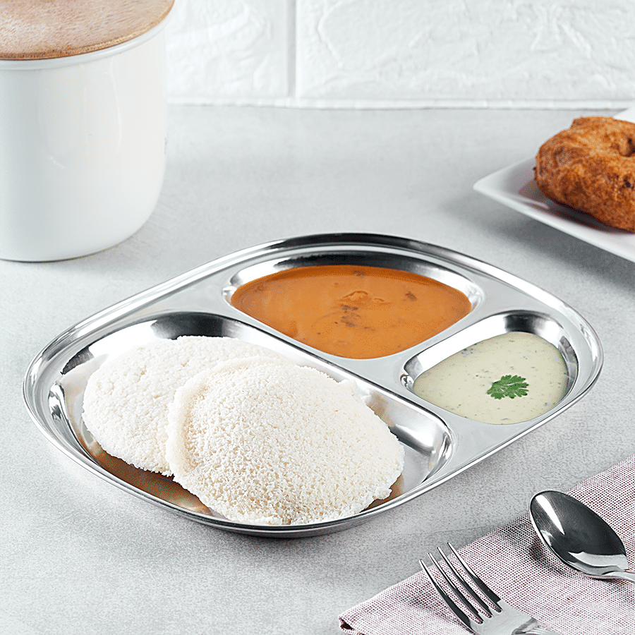 bb home Pav Bhaji/Idli Plate - Stainless Steel