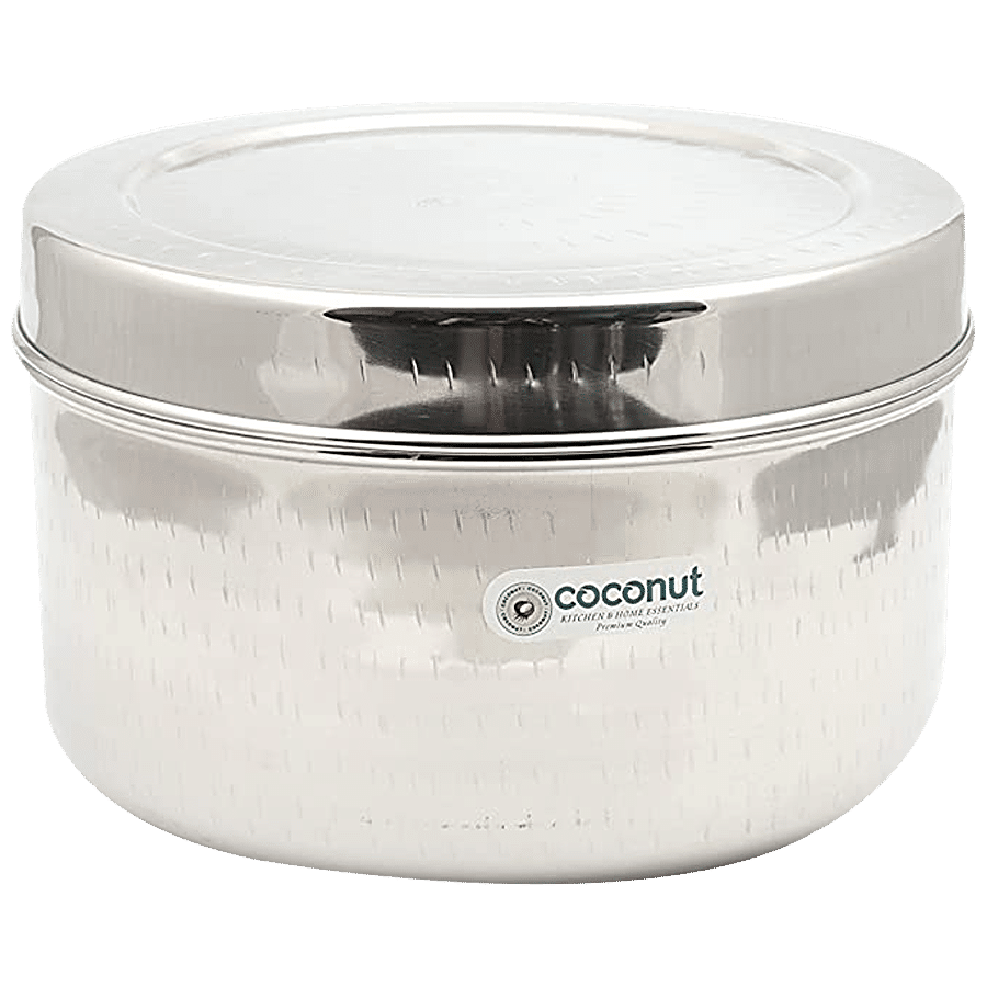 Coconut Stainless Steel Hammered Betha Dabba - Storage Container