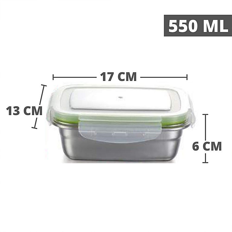 Femora Steel Container/ Storage/ Lunch Box With Lock Lid - Rectangle