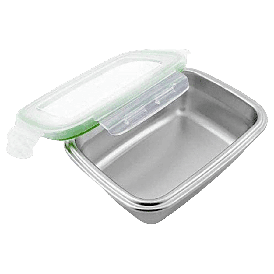 Femora Steel Lunch Box/Container With Lock Lid - Rectangular