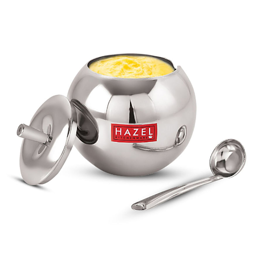 HAZEL Stainless Steel Ghee/ Oil Pot - Orange Shaped