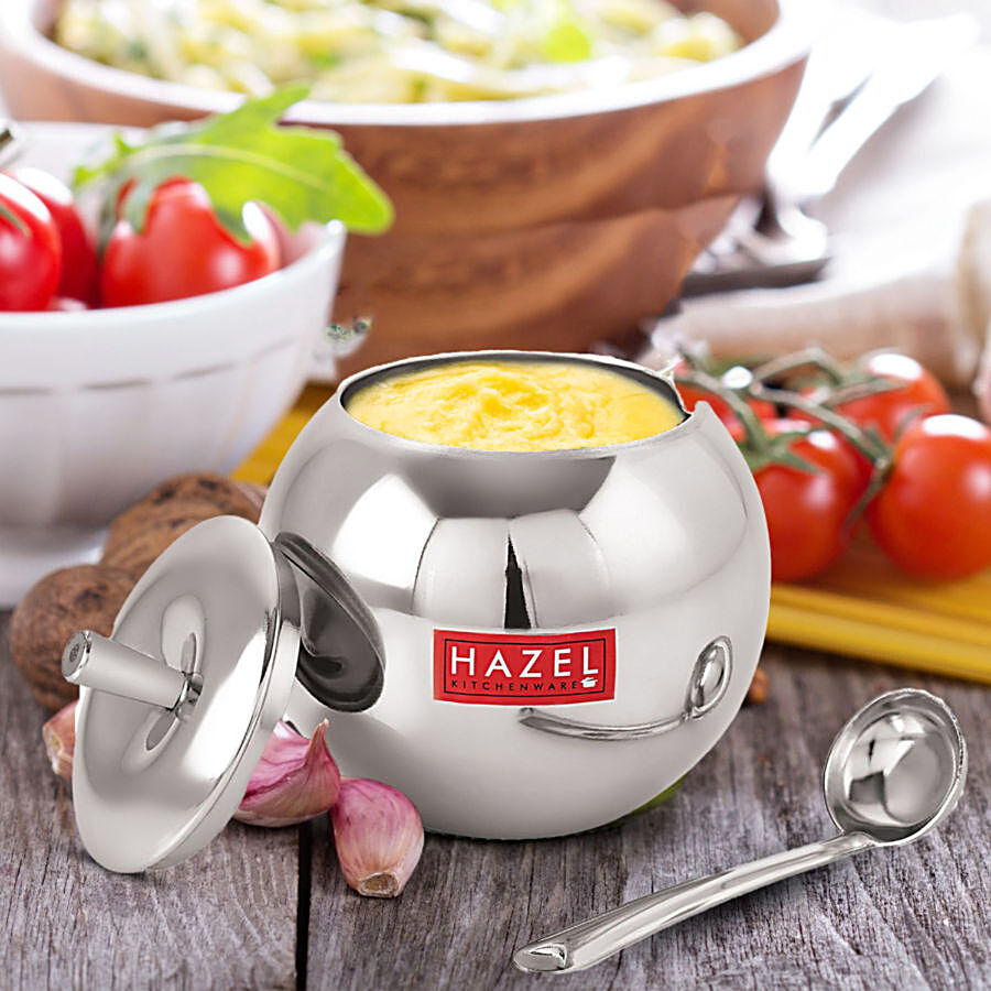 HAZEL Stainless Steel Ghee/ Oil Pot - Orange Shaped