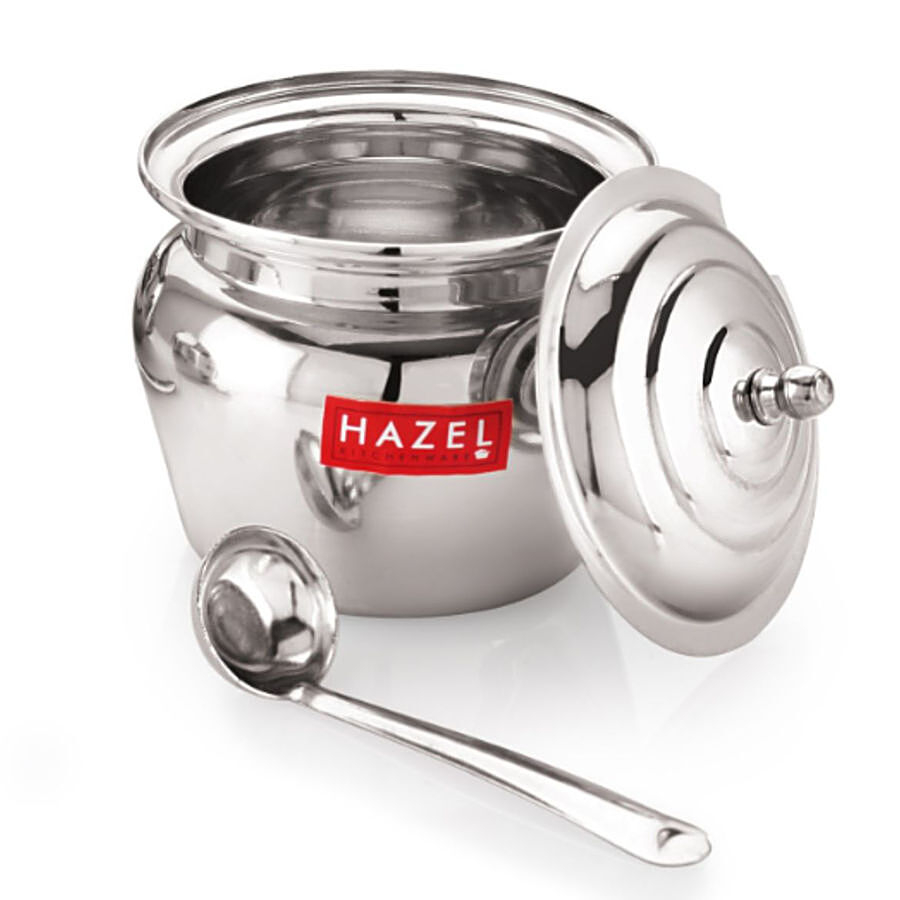 HAZEL Stainless Steel Ghee Pot - Lotus Shaped