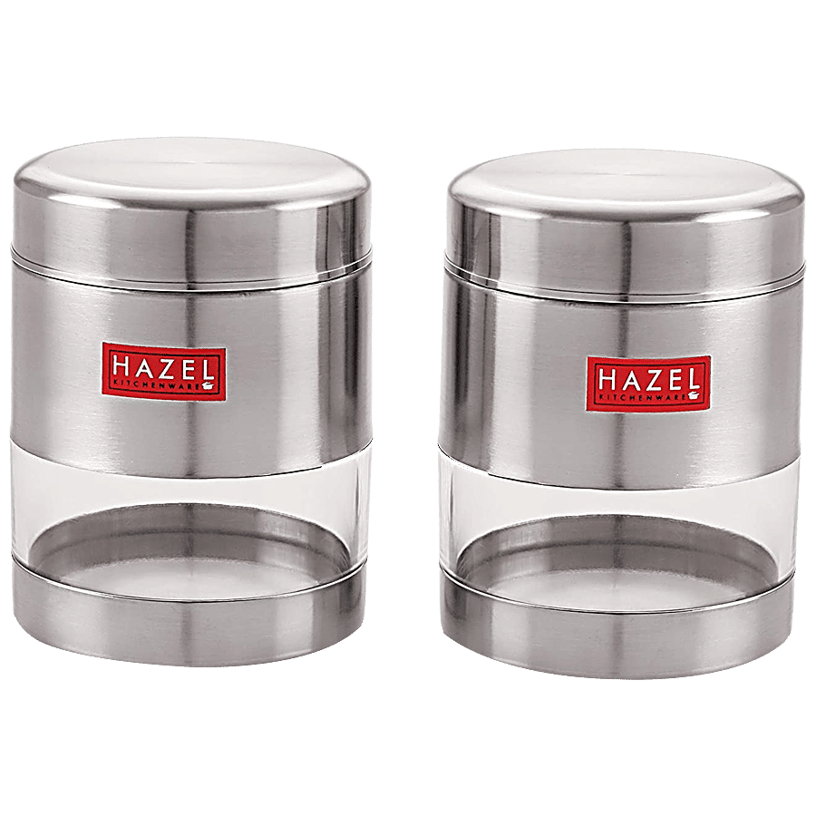 HAZEL Stainless Steel Transparent Matt Finish See Through Container - Silver