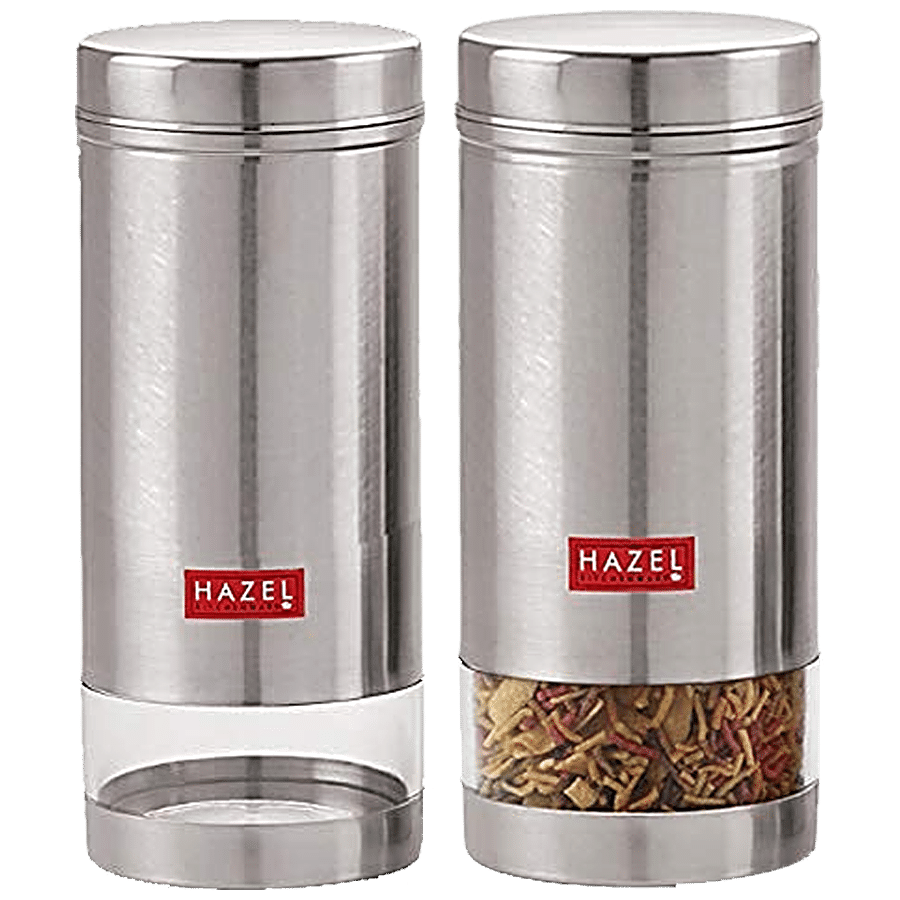 HAZEL Stainless Steel Transparent See Through Container - Silver