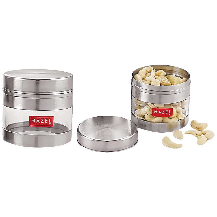 HAZEL Stainless Steel Transparent See Through Container - Silver