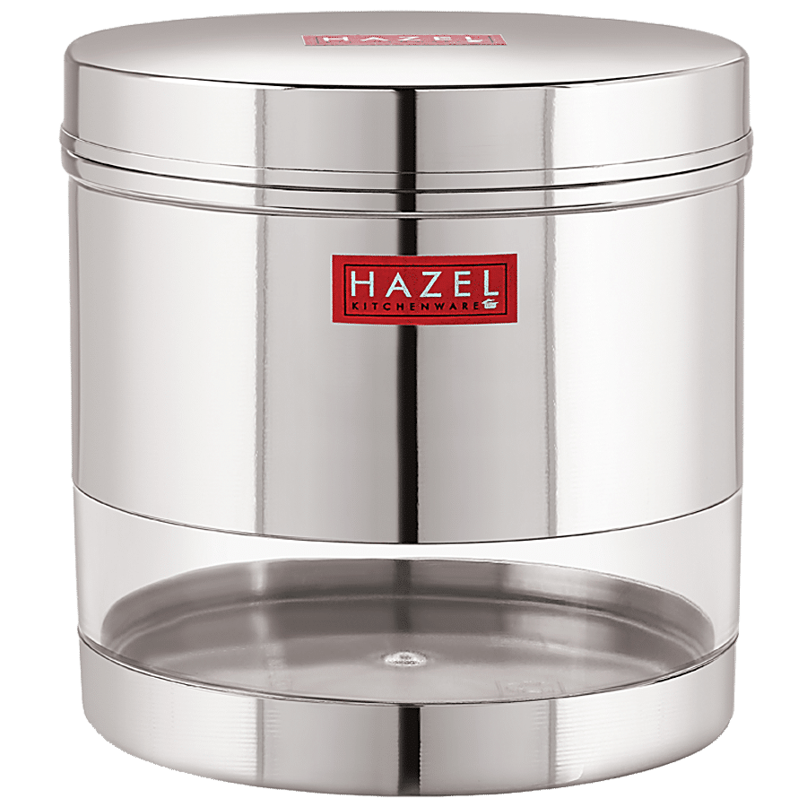 HAZEL Stainless Steel Transparent Wide Mouth See Through Container - Silver