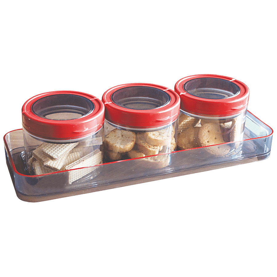 Jaypee Plus Translite Containers & Tray Set - Red Lid