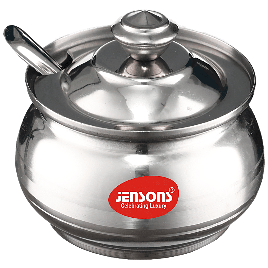 Jensons Stainless Steel Ghee Pot With Spoon - For Home & Kitchen