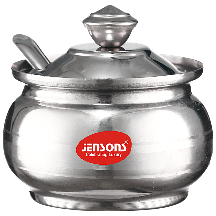 Jensons Stainless Steel Ghee Pot With Spoon - For Home & Kitchen