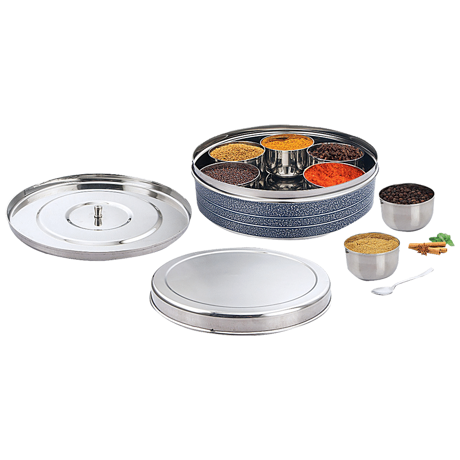 Klassi Kichen Coloured Masala Dabba With 7 Cups - 12 Inches