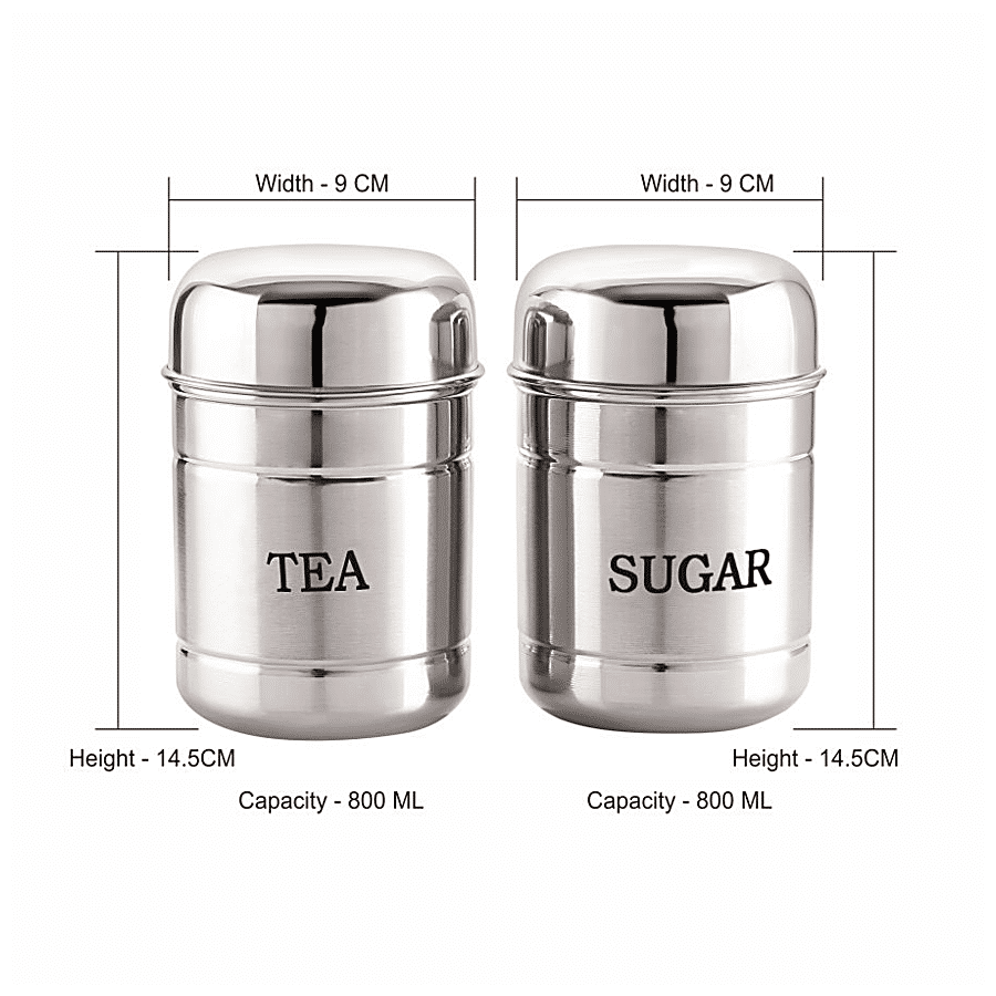 Neelam Stainless Steel Tea Sugar Canister/Container Set - Durable & Rust Free