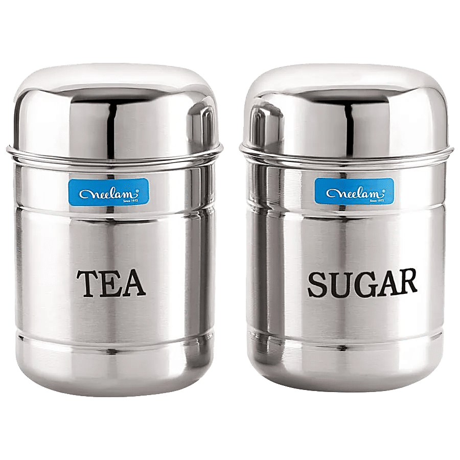 Neelam Stainless Steel Tea Sugar Canister/Container Set - Durable & Rust Free