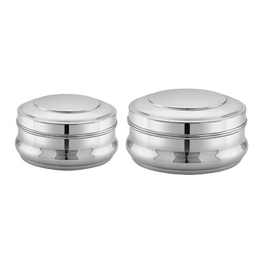 Neelam Steel Puri Dabba/Container Set With Lid - Duster