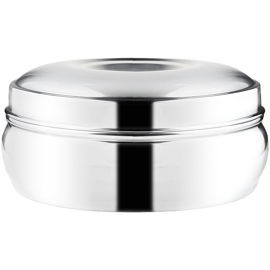 Omega Stainless Steel Round Belly Shape Puri Dabba - No.7