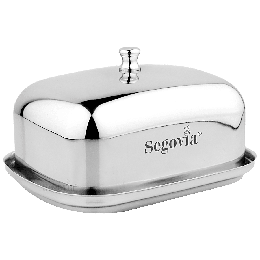 Segovia Stainless Steel Butter & Cheese Dish With Lid - Rustproof