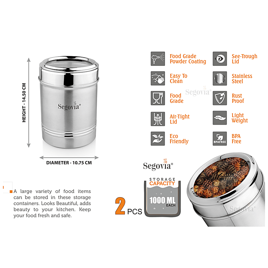 Segovia Stainless Steel Canister/Container - See Through Lid