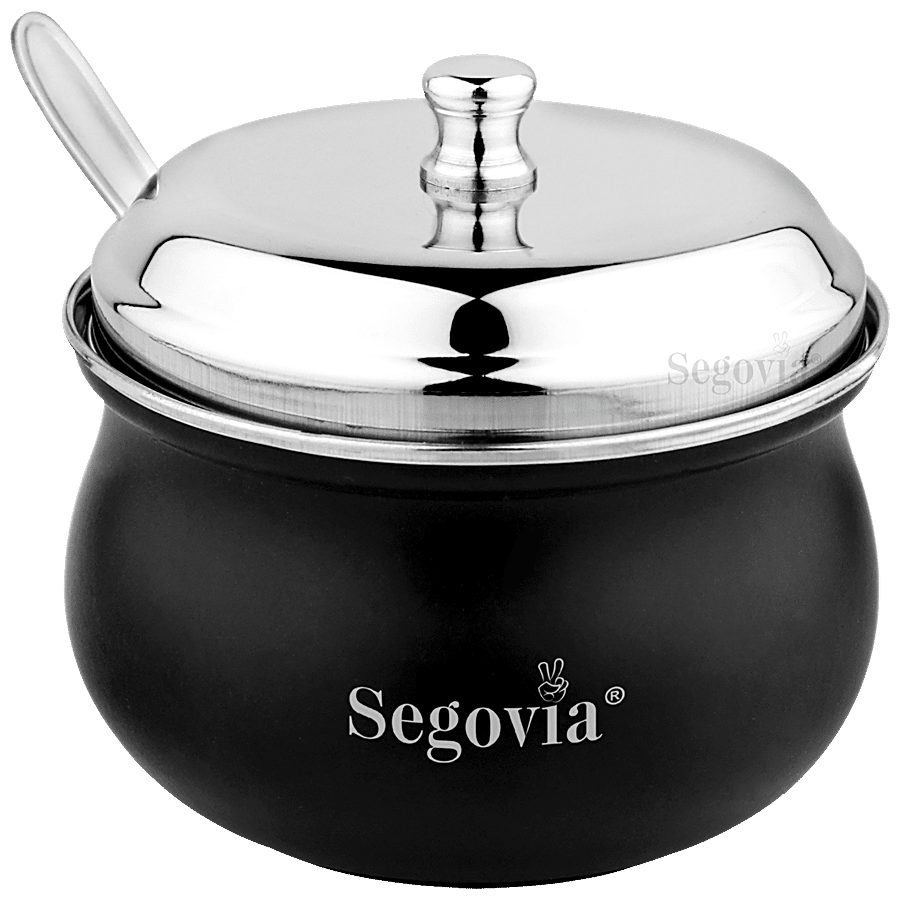 Segovia Stainless Steel Ghee/Oil Pot With Lid & Spoon - Rustproof