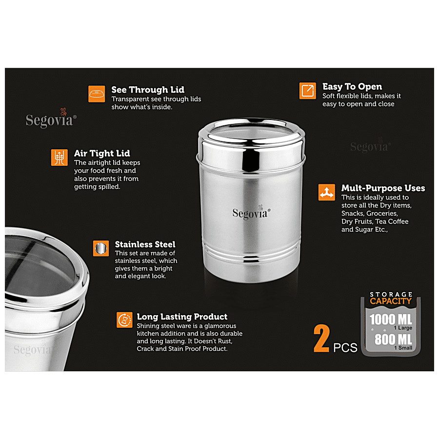 Segovia Stainless Steel Kitchen Canister/Storage Container With Lid - Rustproof