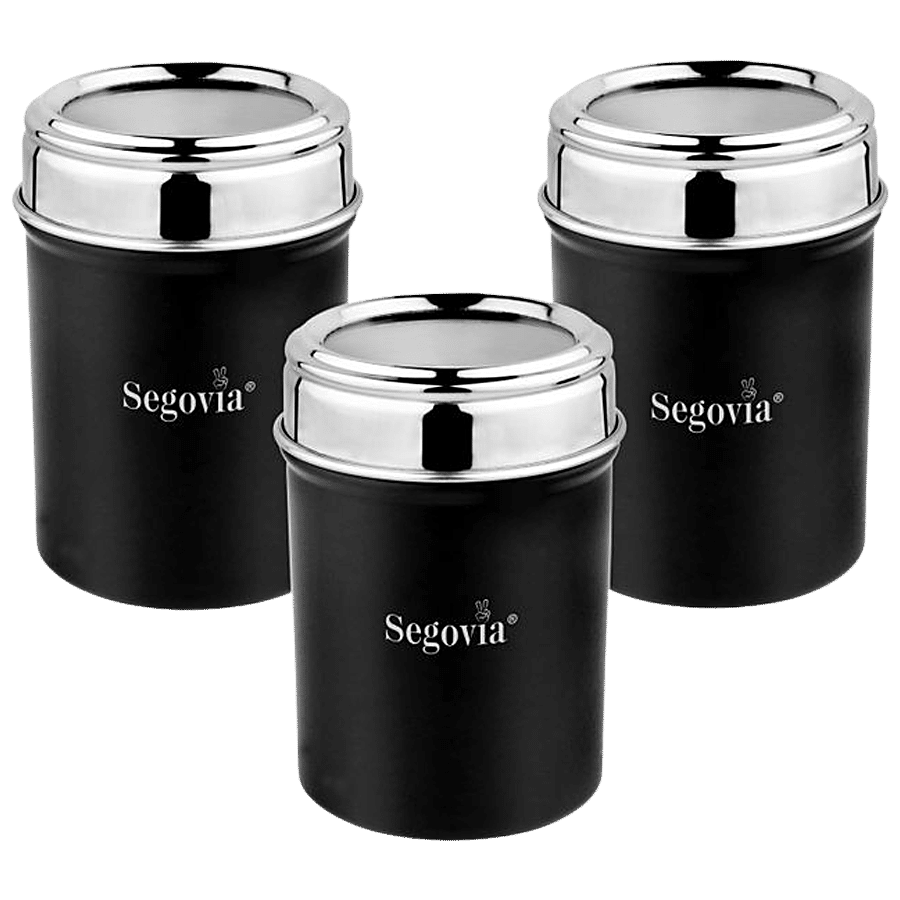 Segovia Stainless Steel Top See Through Spice/Masala Jar - Black