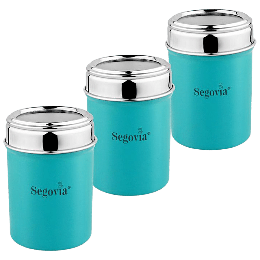 Segovia Stainless Steel Top See Through Spice/Masala Jar - Teal