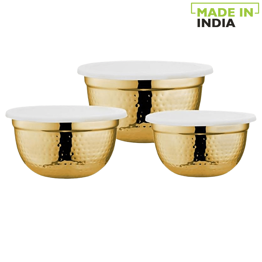 Vinayak Stainless Steel Storage Bowl Set - Gold Lacquer Finish