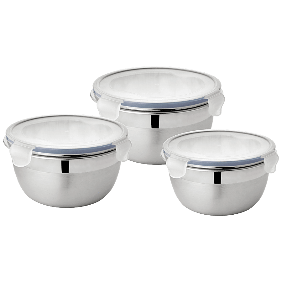 Vinayak Stainless Steel Storage Bowl Set With Airtight Lid - Leak Proof