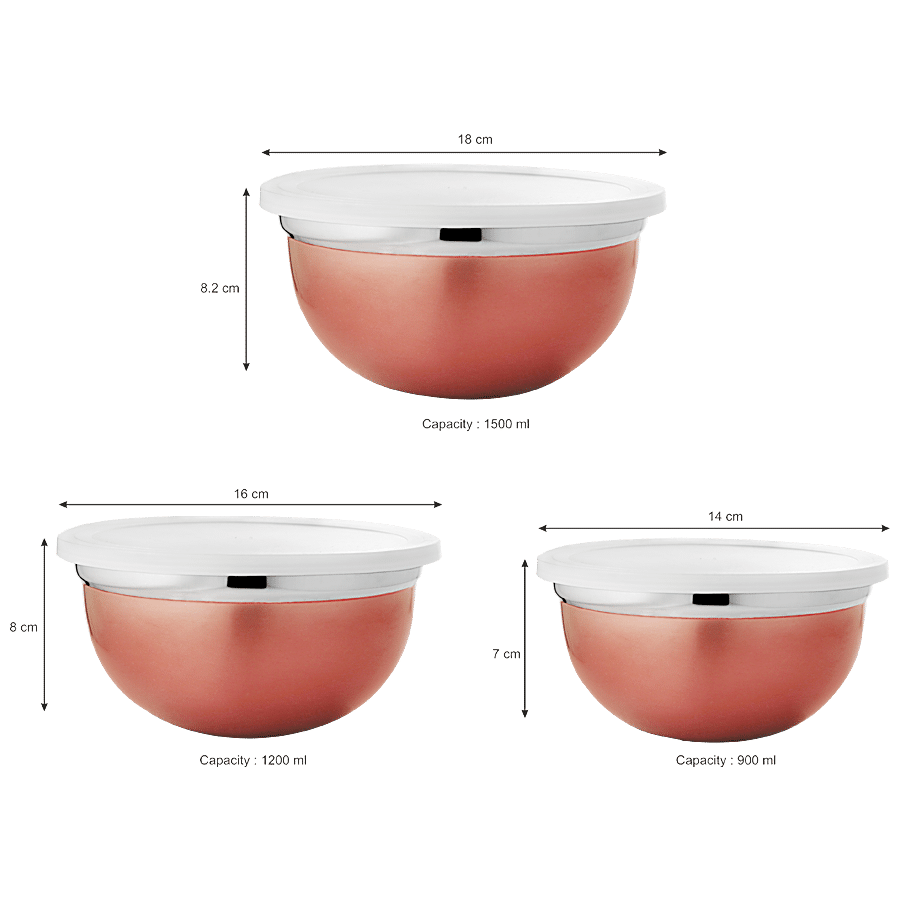 Vinayak Steel Storage Storage Container/Bowl Set - Rose Gold Finish