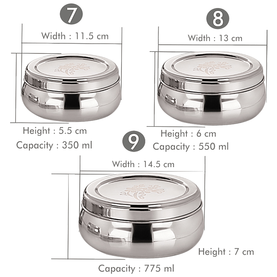 bb home Belly Puri Dabba/Container With Lid - Stainless Steel