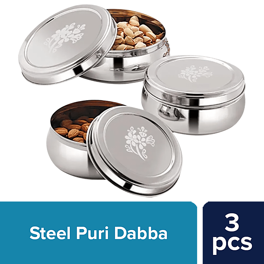 bb home Belly Puri Dabba/Container With Lid - Stainless Steel