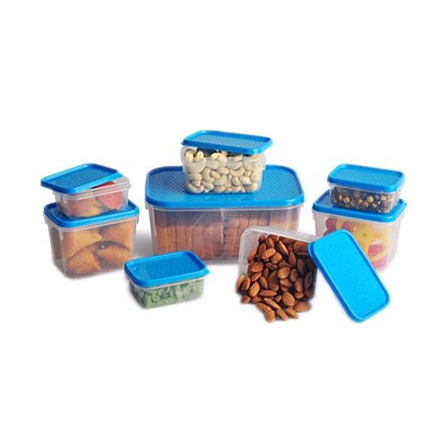 All Time Masala Container with Blue Lid - Transparent