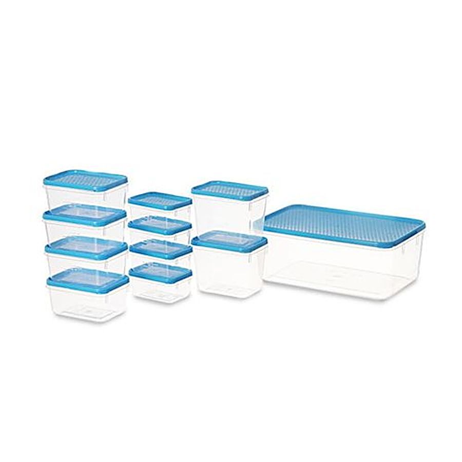 All Time Masala Container with Blue Lid - Transparent