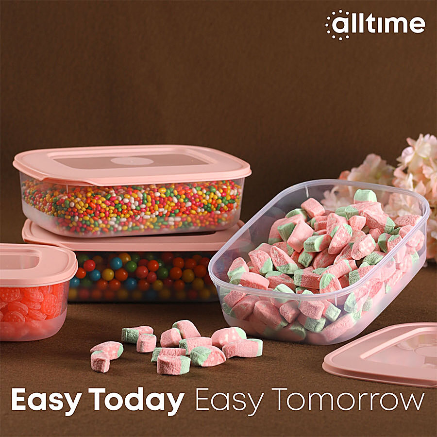 All Time Plastic Food Saver Containers With Lid - Pink