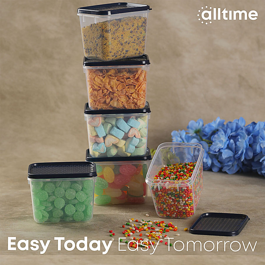 All Time Plastic Polka Containers With Lid - Blue