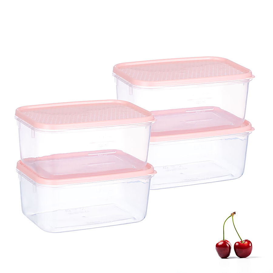 All Time Plastic Polka Containers With Lid - Pink