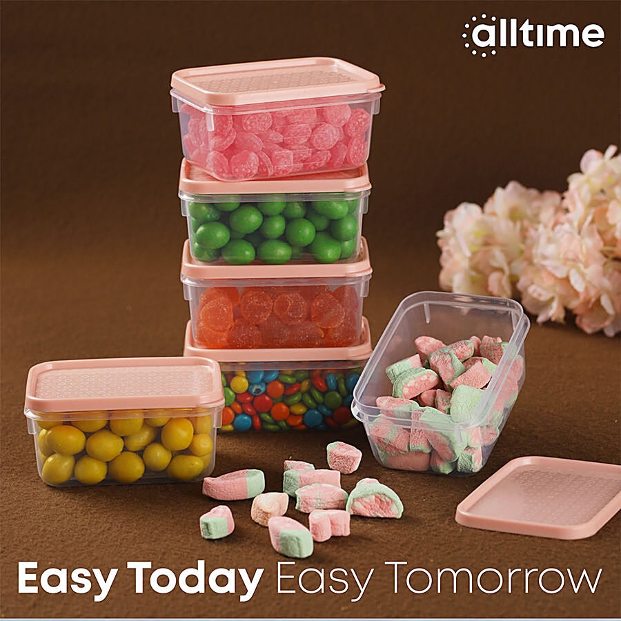 All Time Plastic Polka Containers With Lid - Pink