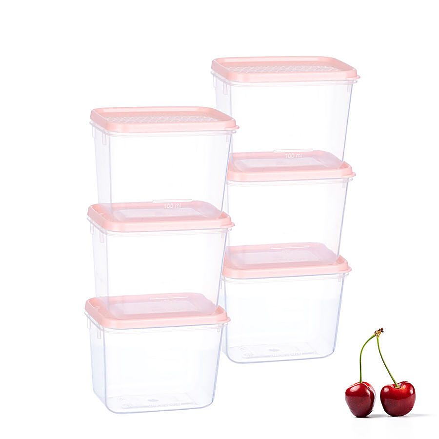 All Time Plastic Polka Containers With Lid - Pink