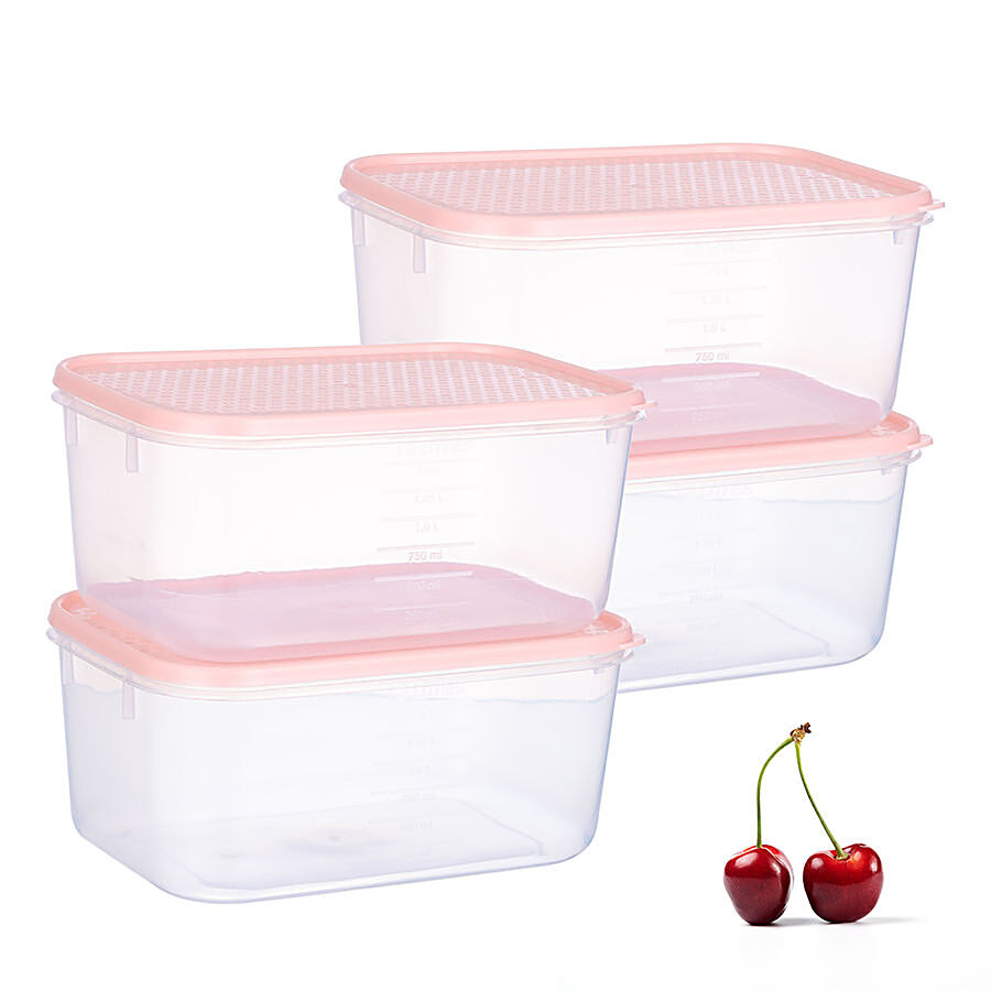 All Time Plastic Polka Containers With Lid - Pink