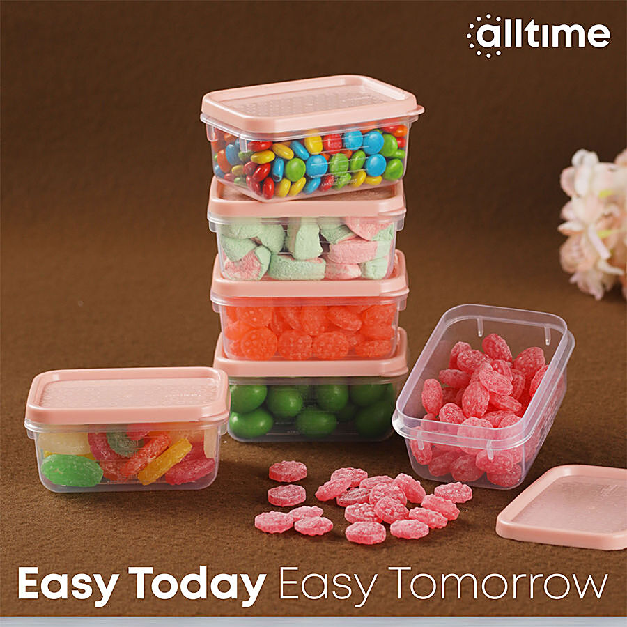 All Time Plastic Polka Containers With Lid - Pink