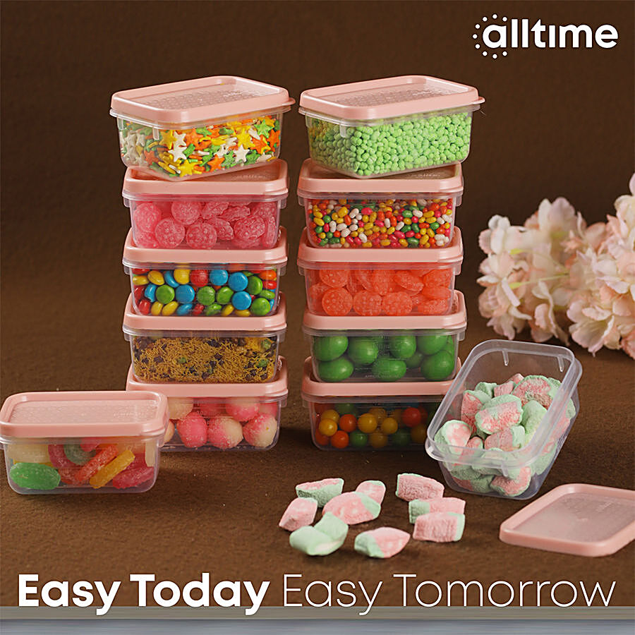 All Time Plastic Polka Containers With Lid - Pink