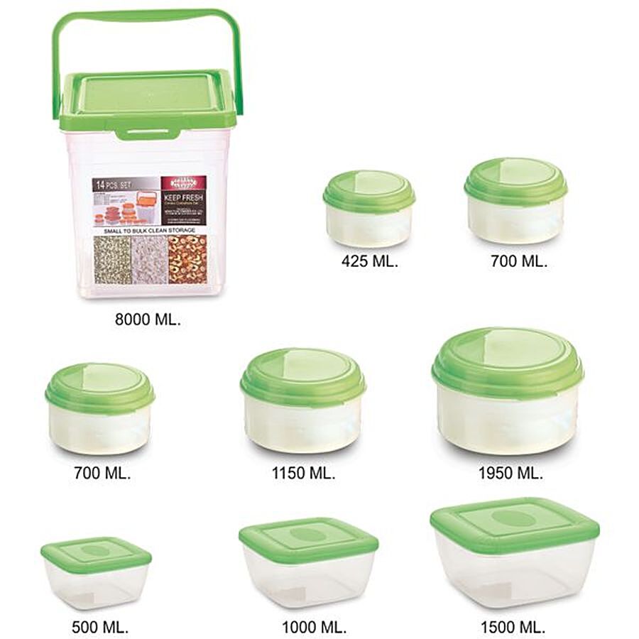 Asian Keep Fresh Multipurpose Airtight Container with Green Lid - Transparent